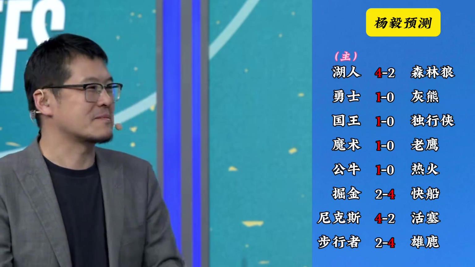 明燈來了！看看楊毅的季后賽預(yù)測(cè)：湖人4-2狼 快船4-2掘金